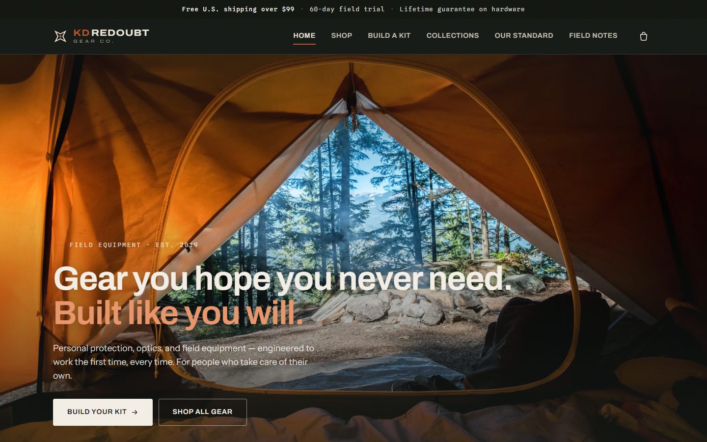A finished site on its live preview link